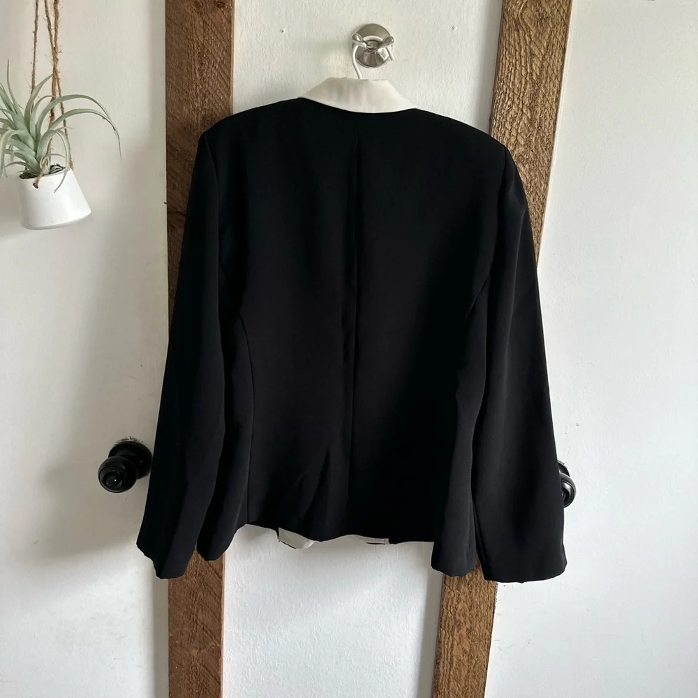 Danny & Nicole Shoulder Pad Black White Blazer Suit Jacket Women’s 12